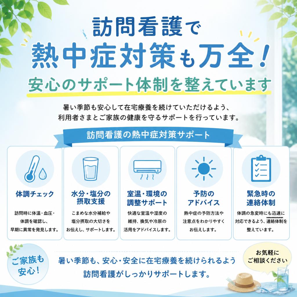 訪問看護で熱中症対策も万全！安心のサポート体制を整えています