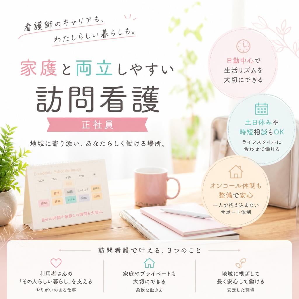 家庭と両立しやすい、訪問看護の正社員イメージを刷新！
